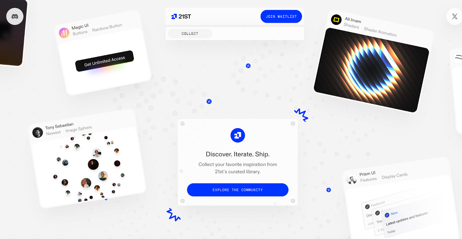 21st.dev interface showing AI component generation from visual references