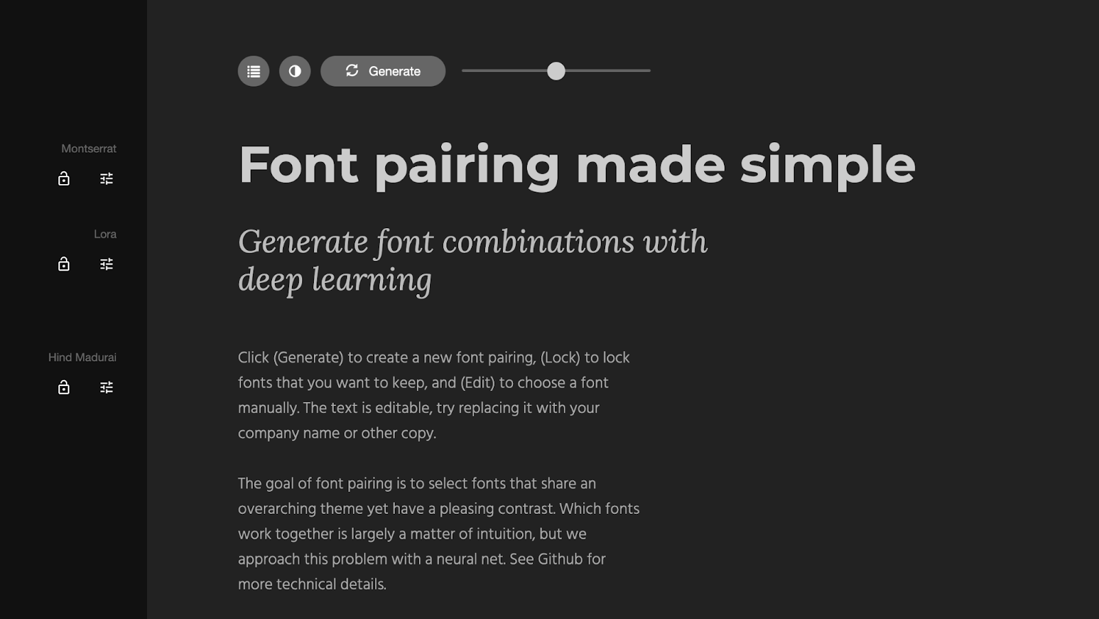 Fontjoy interface showing font pairing tool