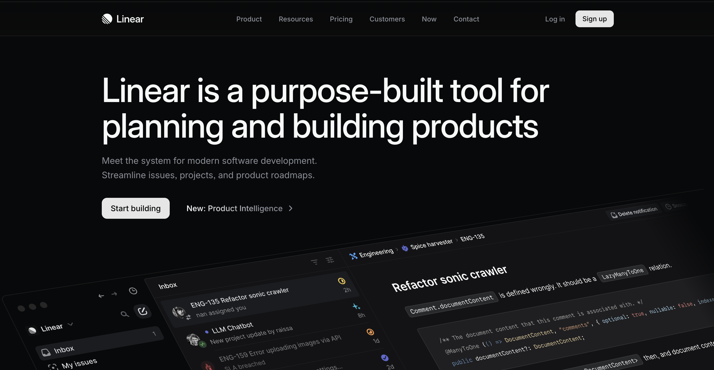 Linear's professional dark theme design