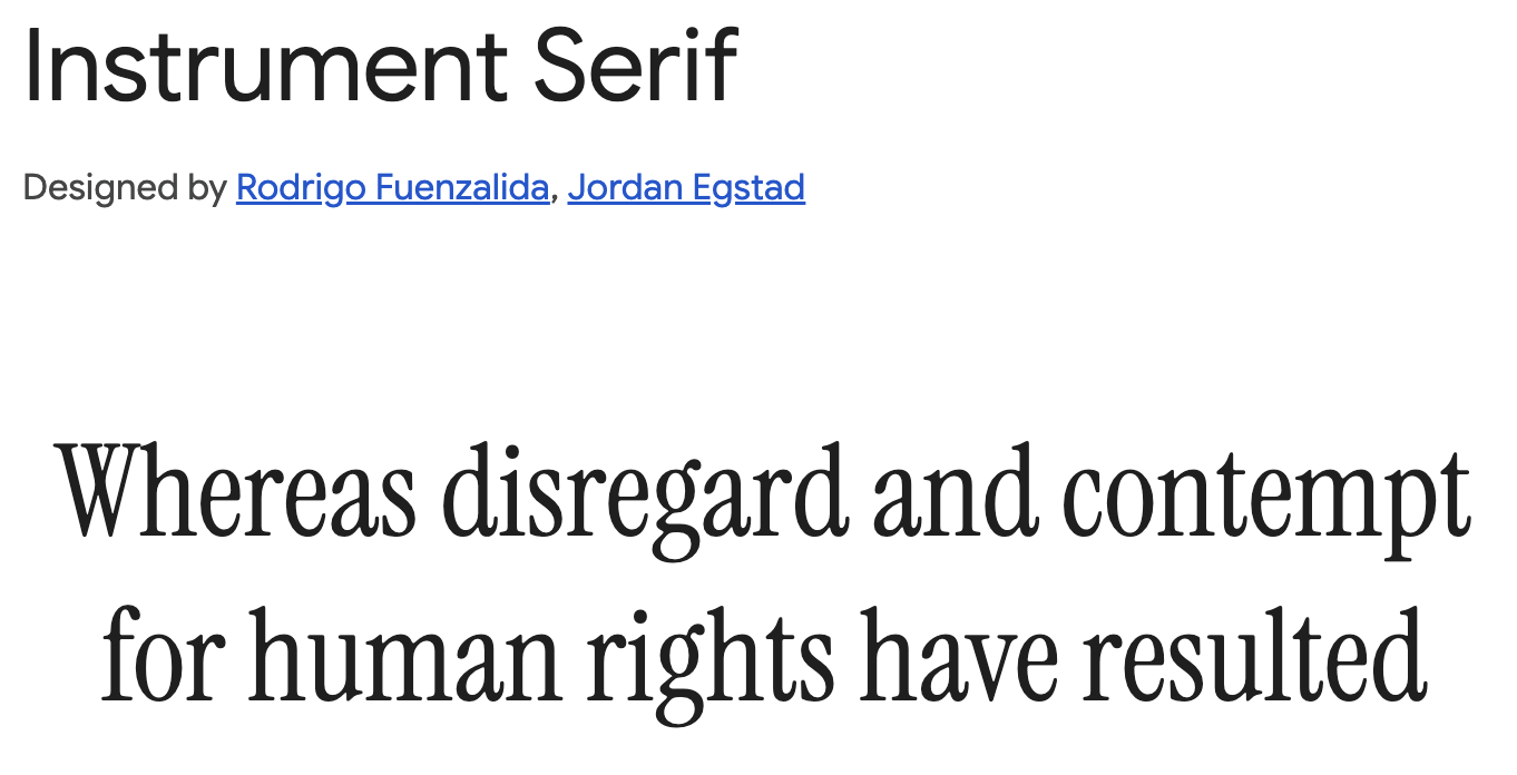 Instrument Serif font specimen